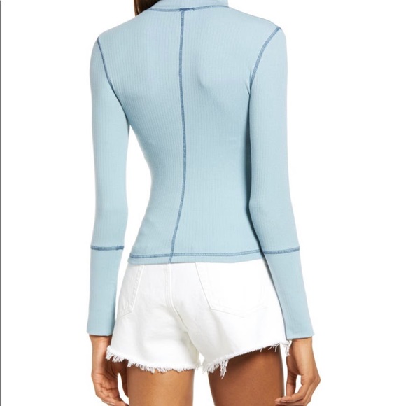 FREE PEOPLE BOHO KNIT TOP PULLOVER LONG SLEEVES MOCK NECK TEE A2C - Picture 3 of 16